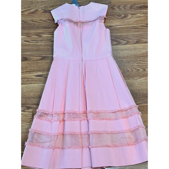 Lela Rose Grace Full-Skirt Fringe-Trim Dress in peach Blush size 2 / XS - Picture 10 of 13